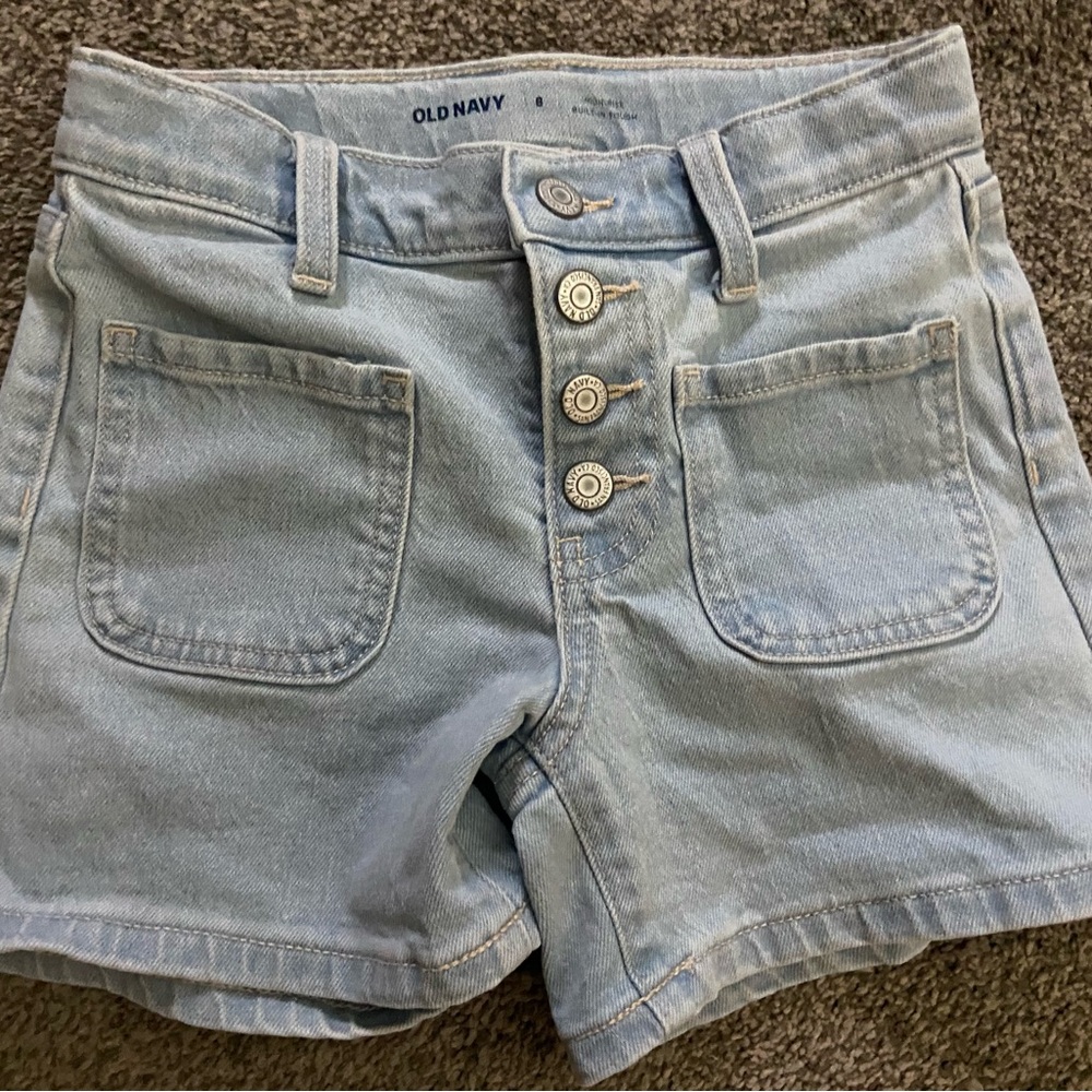Old Navy High Rise Light Blue Denim Shorts Girls Size 8